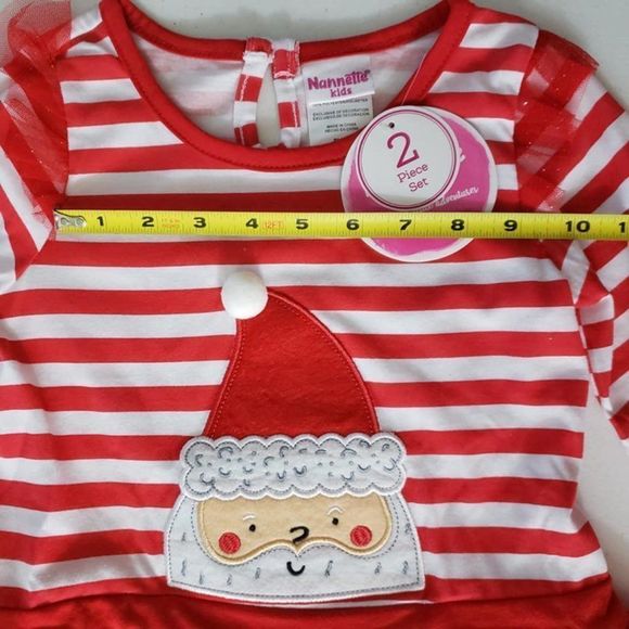 SOLD ***** Nannette Kids Santa Clause 2 Pc Outfit Size 6X Tulle & Glitter - Picture 7 of 12